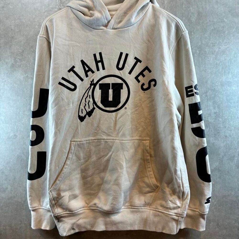 Starter Men's White and Cream Hoodie